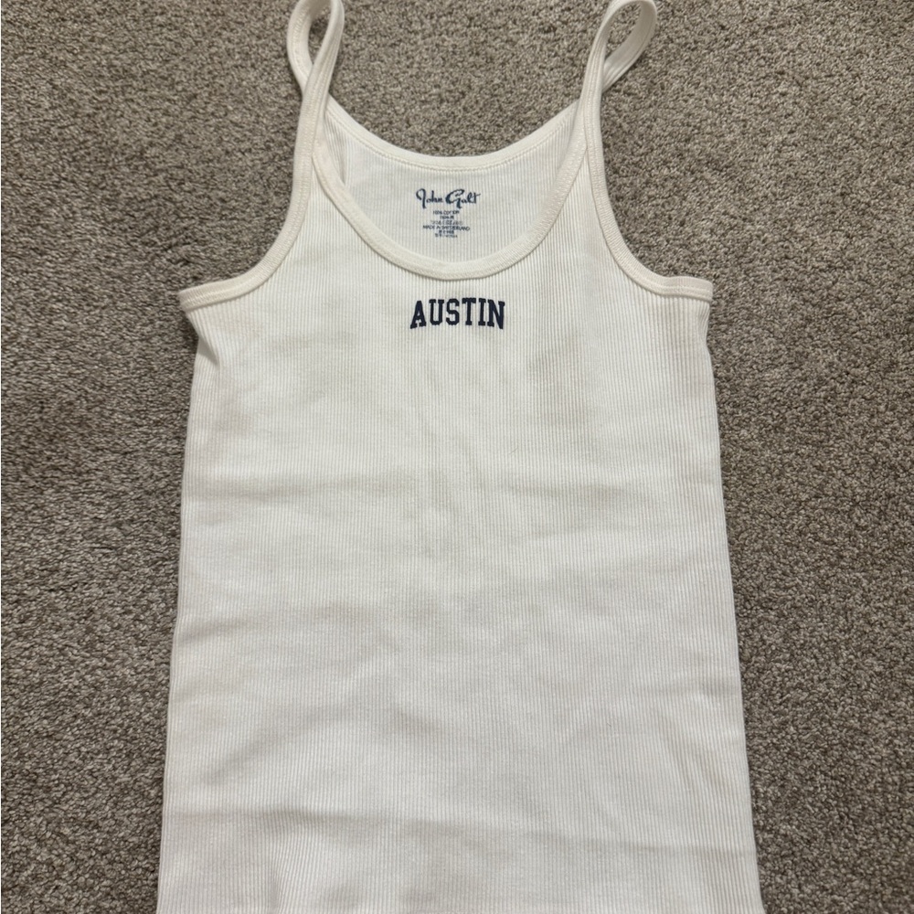 White Tank Top with Austin Print